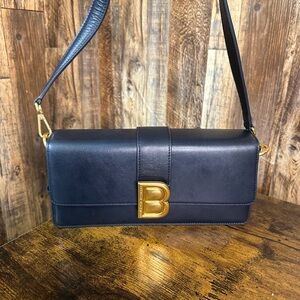 Brandon Blackwood Navy Shoulder Bag with Gold Accent